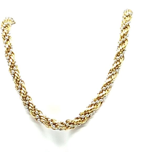 1980s Vintage Gold Rope and Silver Ball Chain Chunky Statement Necklace - Picture 6 of 9